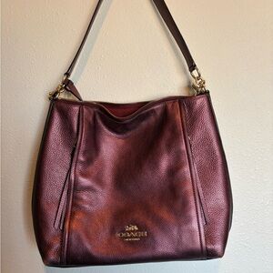 Coach Metallic Burgundy Shoulder Bag